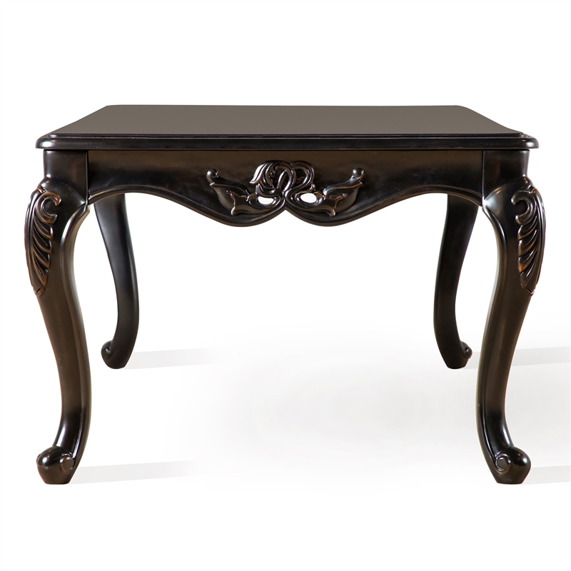Furniture of America Raya Wood 2-Piece Coffee Table Set in Black