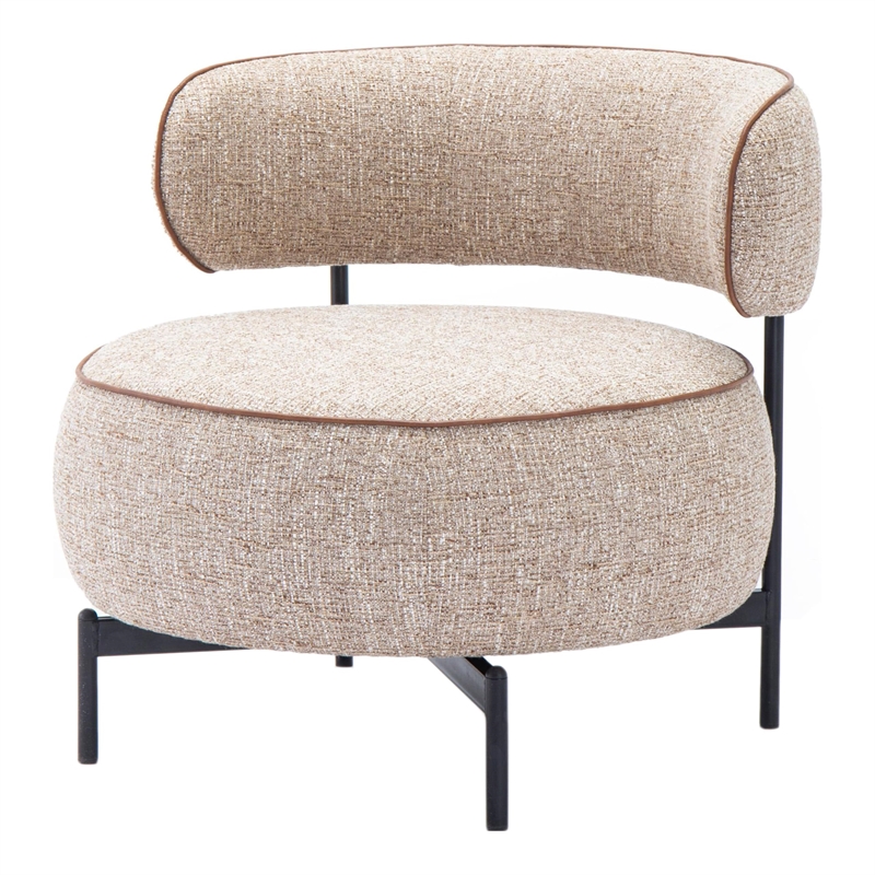 Furniture of America Granier Brown Fabric Swivel Chair with Curved Backrest