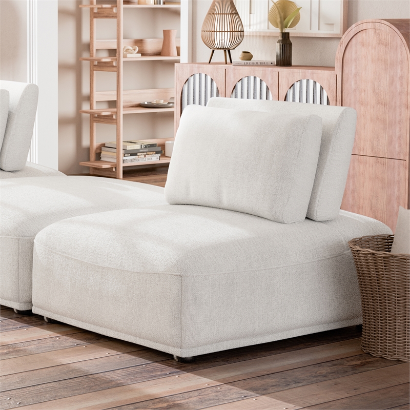 Furniture of America Tatiana Chenille and Wood Armless Chair in White