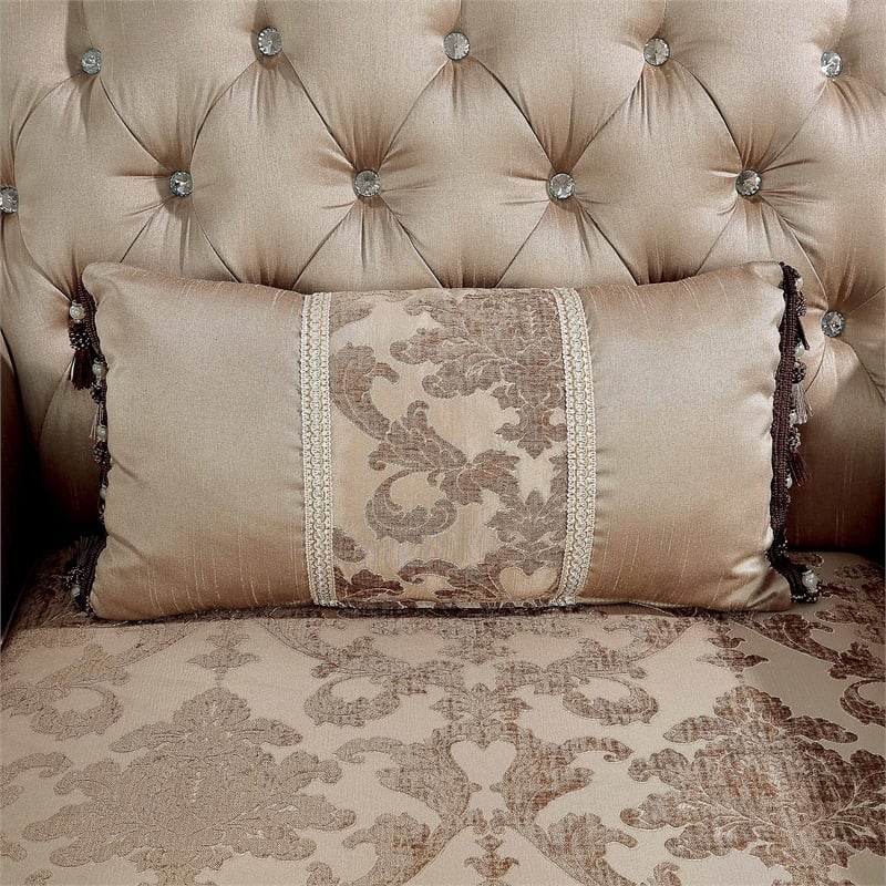 Furniture of America Adelaide Brown Tufted Fabric Loveseat in Dark Cherry