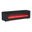 Furniture of America Alson Black Fabric Bench with Fireplace and Bluetooth Audio