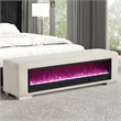 Furniture of America Alson Beige Fabric with Fireplace and Bluetooth Audio