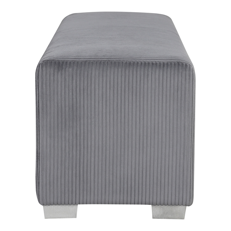 Furniture of America Alson Gray Fabric Bench with Fireplace and Bluetooth Audio