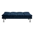 Furniture of America Ryven Biscuit Tufted Microfiber Futon Sofa Bed in Navy