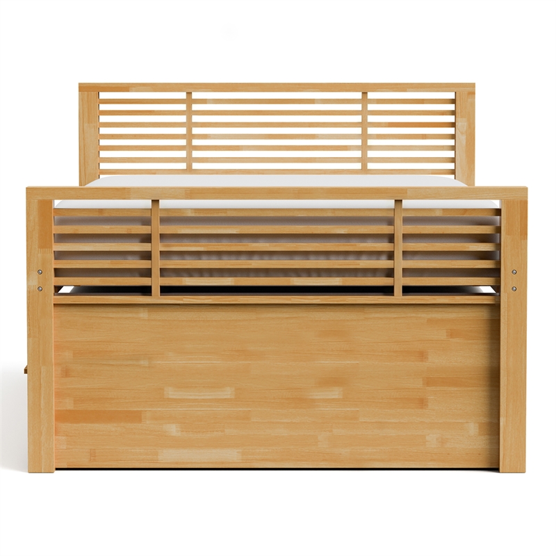 Furniture of America Corwin Wood Full Oak Captain Bed with Trundle and USB Port