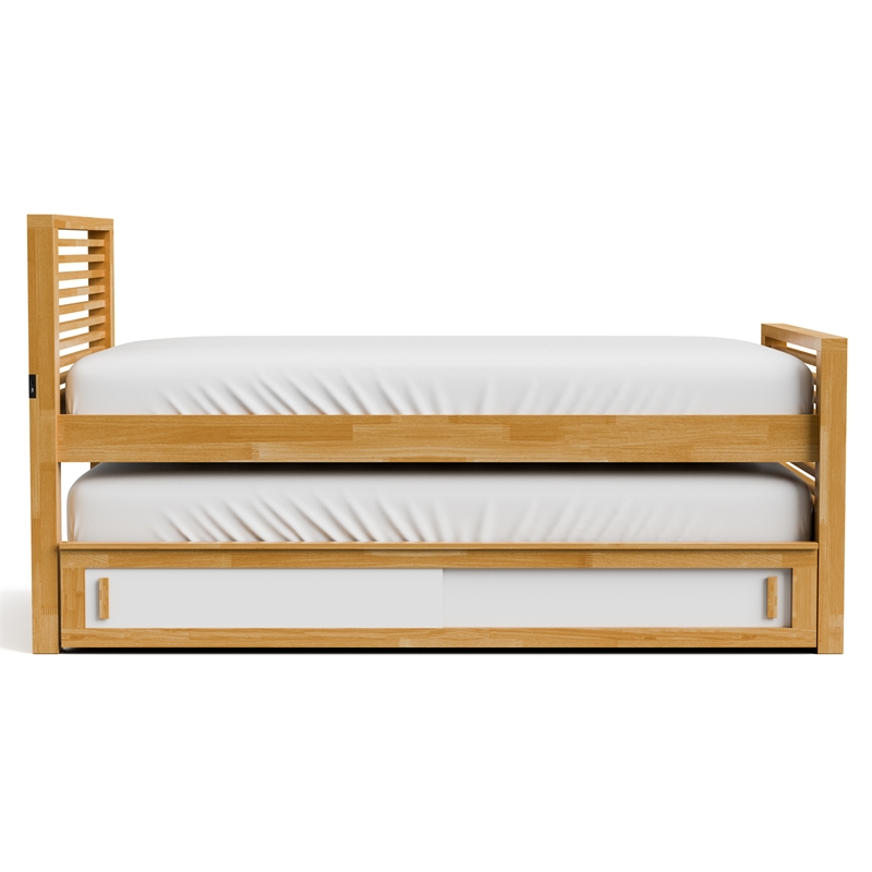 Furniture of America Corwin Wood Full Oak Captain Bed with Trundle and USB Port