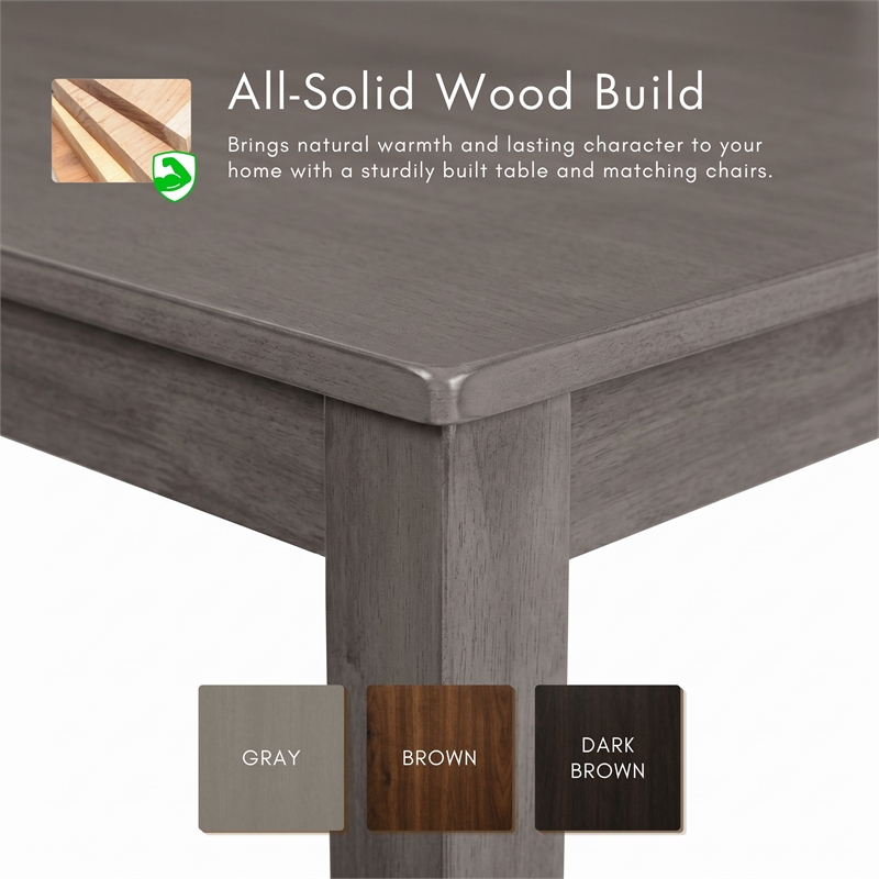 Furniture of America Haarven Wood 5-Piece Dining Table Set in Walnut