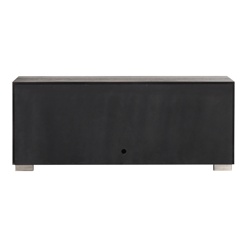 Furniture of America Sarai Wood 60-inch TV Stand with Fireplace in Black