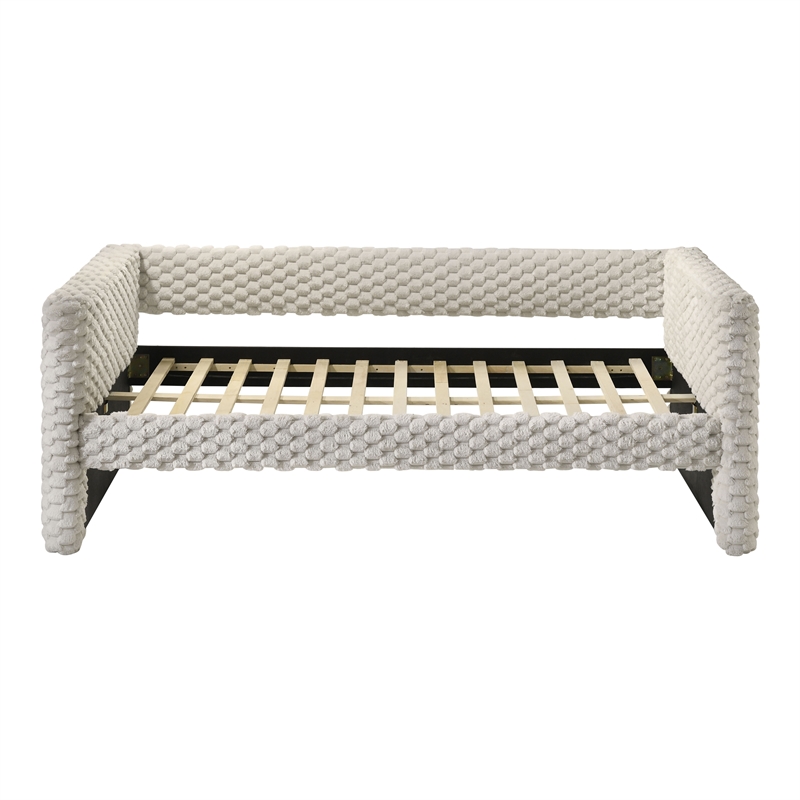 Furniture of America Ladell Fabric and Wood Twin Daybed with Trundle in White