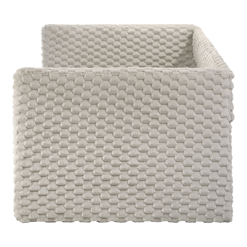 Furniture of America Ladell Fabric and Wood Twin Daybed with Trundle in White