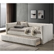 Furniture of America Ladell Fabric and Wood Twin Daybed with Trundle in White