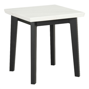 Furniture of America Isolde Wood and Marble Square End Table in White