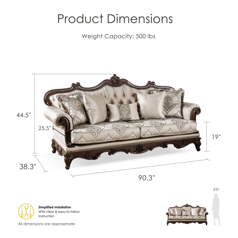 Furniture of America Adelaide Fabric and Wood 2-Piece Sofa Set in Beige