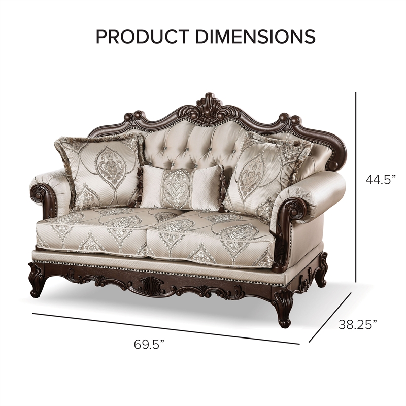 Furniture of America Adelaide Fabric and Wood 3-Piece Sofa Set in Beige
