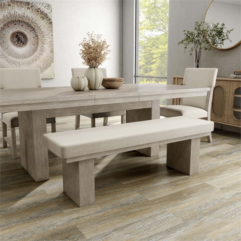 Furniture of America Westely Wood Padded Dining Bench in Natural