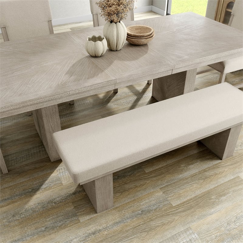 Furniture of America Westely Wood Padded Dining Bench in Natural
