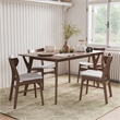 Furniture of America Beck Fabric and Wood 5-Piece Dining Table Set in Walnut