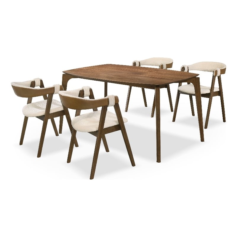 Furniture of America Sheil Wood 5-Piece Dining Table Set in Walnut
