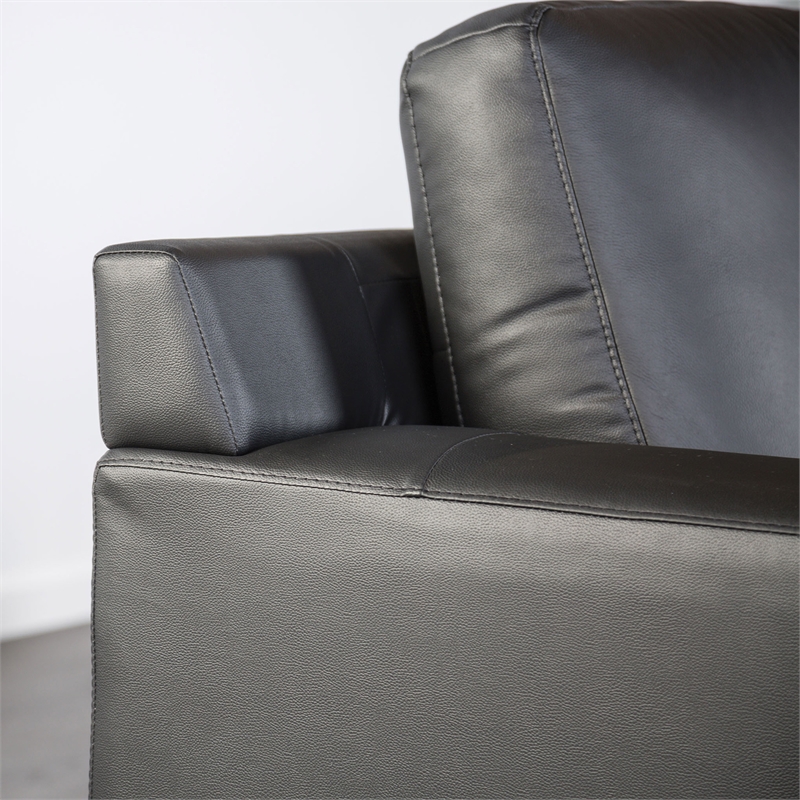 Furniture of America Ronan FSC Certified Leather Right Chaise Sectional in Black