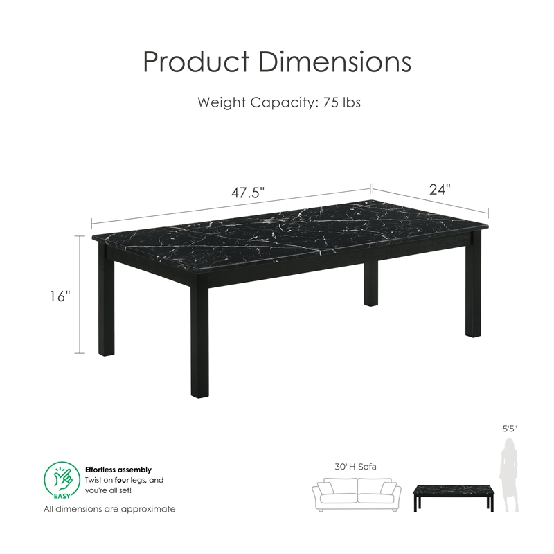 Furniture of America Isime Wood 3-Piece Coffee Table Set in Black
