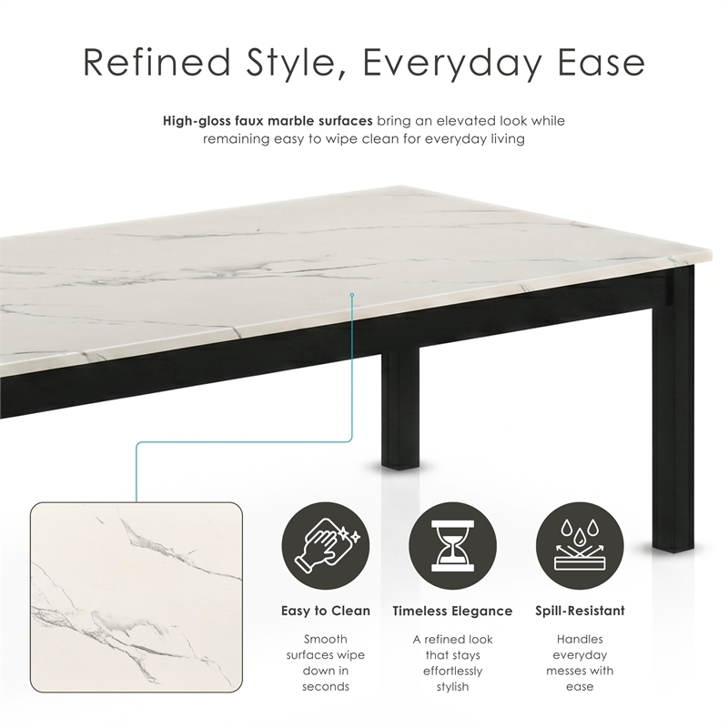 Furniture of America Isime Wood 3-Piece Coffee Table Set in White