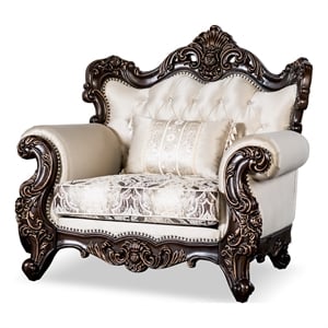 Furniture of America Zephyra Tufted Beige Fabric Accent Chair in Dark Cherry