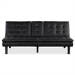 Furniture of America Fallein Black Faux Leather Futon Sofa Bed with USB Ports