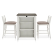 Furniture of America Kael Wood 3-Piece Counter Dining Table Set in White