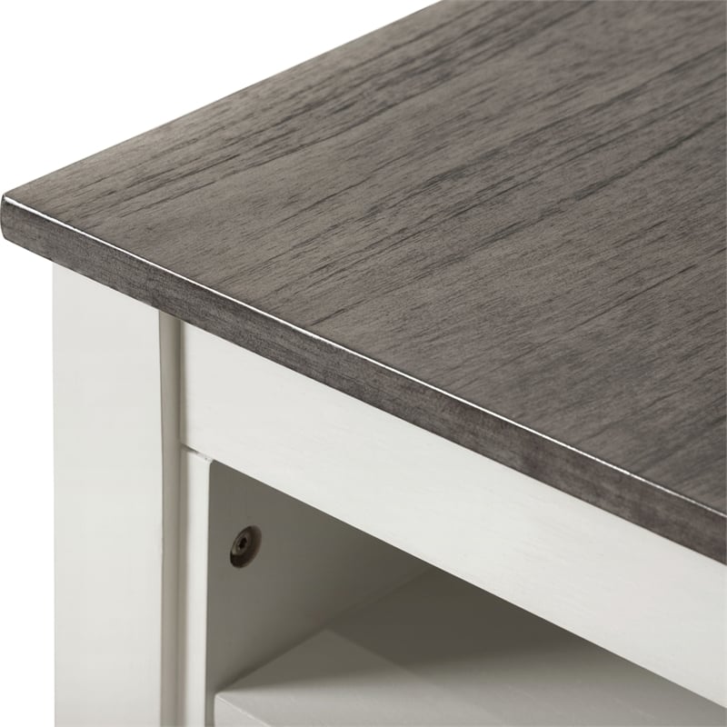 Furniture of America Kael Wood 3-Piece Counter Dining Table Set in White