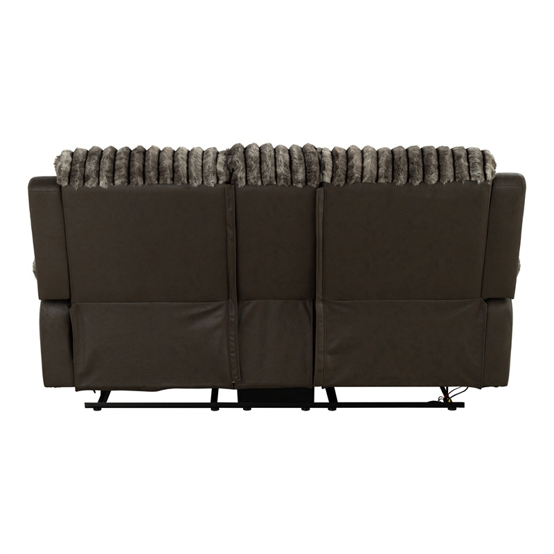 Furniture of America Esmalt Brown Fabric Manual Reclining Loveseat with LED
