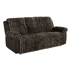 Furniture of America Esmalt Brown Fabric Manual Reclining Sofa with LED