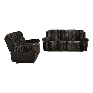 Furniture of America Esmalt Fabric 2-Piece Manual Reclining Sofa Set in Brown