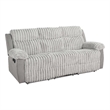 Furniture of America Esmalt Gray Fabric Manual Reclining Sofa with LED