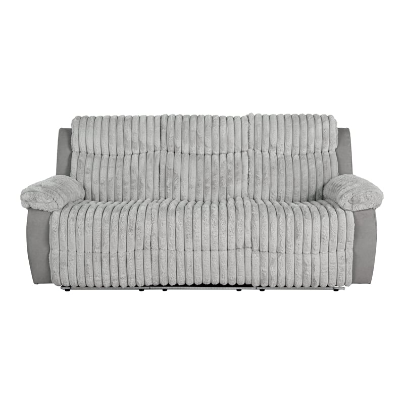Furniture of America Esmalt Fabric 2-Piece Manual Reclining Sofa Set in Gray
