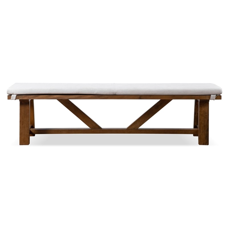 Furniture of America Zephyrine Padded Fabric and Wood Dining Bench in Brown