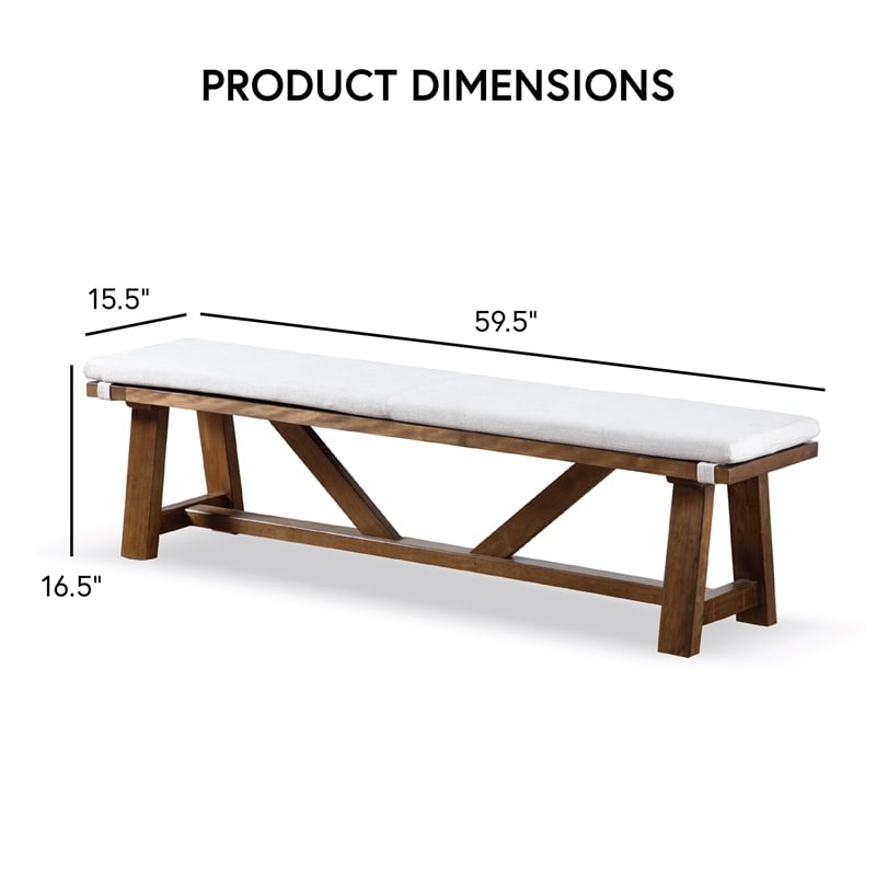 Furniture of America Zephyrine Padded Fabric and Wood Dining Bench in Brown