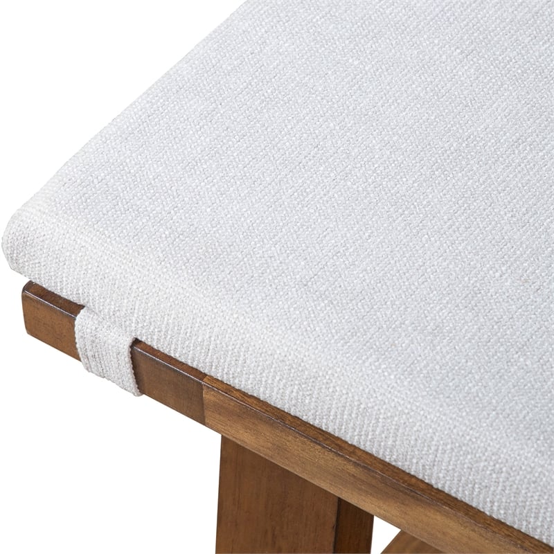 Furniture of America Zephyrine Padded Fabric and Wood Dining Bench in Brown