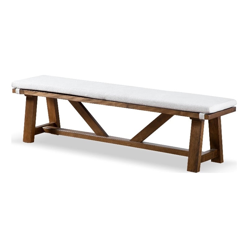 Furniture of America Zephyrine Padded Fabric and Wood Dining Bench in Brown