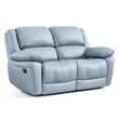 Furniture of America Sorin Blue Leather 2-Piece Manual Reclining Sofa Set