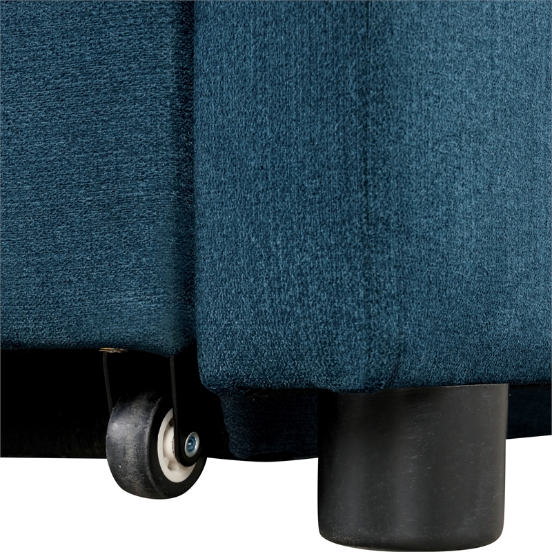 Furniture of America Osric Blue Fabric Chair with Pull-Out Bed and Pillows
