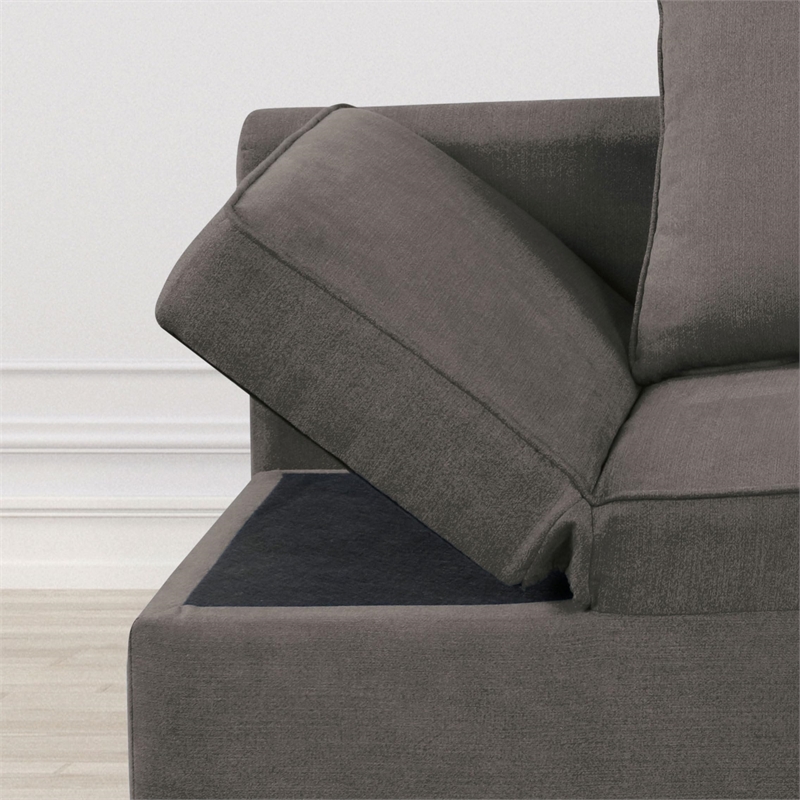 Furniture of America Osric Gray Fabric Chair with Pull-Out Bed and Pillows