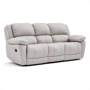 Furniture of America Sorin Antique White Leather Match Manual Reclining Sofa
