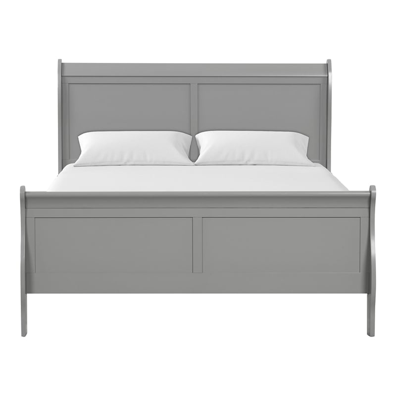 Furniture of America Toni Solid Wood Sleigh Queen Bed in Gray