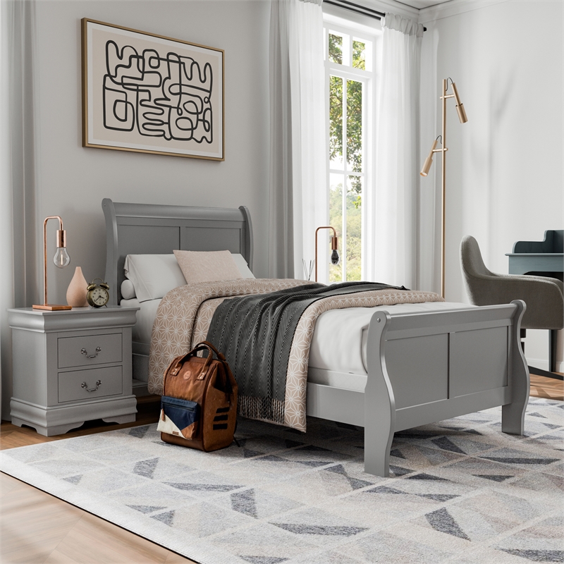 Furniture of America Toni Wood 3-Piece Twin Bedroom Set in Gray