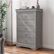 Furniture of America Toni Wood Dovetail 5-Drawer Chest in Gray