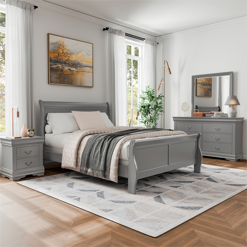 Furniture of America Toni Wood 5-Piece Queen Bedroom Set in Gray