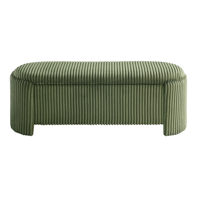 Furniture of America Alessia Corduroy Fabric Storage Compartment Bench in Green
