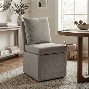 Furniture of America Mortimer Boucle Fabric Swivel Gray Side Chair with Casters