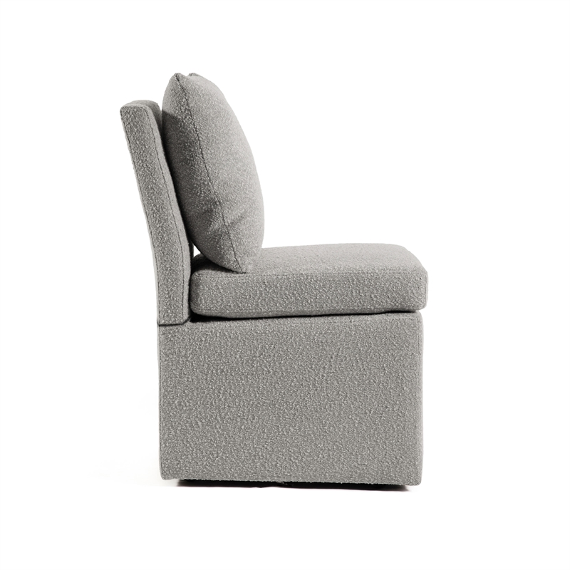 Furniture of America Mortimer Boucle Fabric Swivel Gray Side Chair with Casters