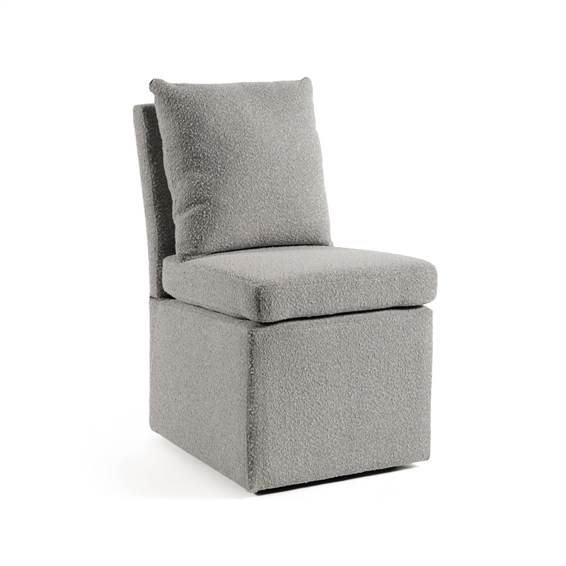 Furniture of America Mortimer Boucle Fabric Swivel Gray Side Chair with Casters